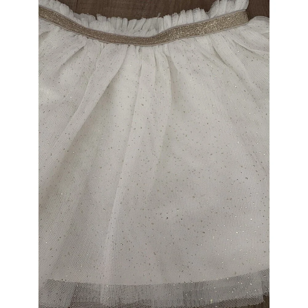 Cat & Jack Tulle Ballet Tutu Ivory Skirt With Gold Sparkles Size 2T